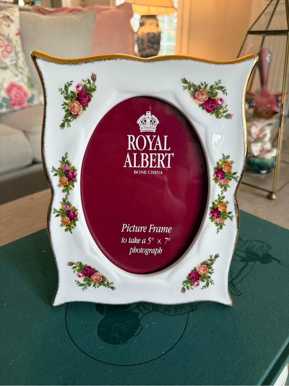 Vintage Royal Albert Old Country Roses Bone China England porcelain photo frame